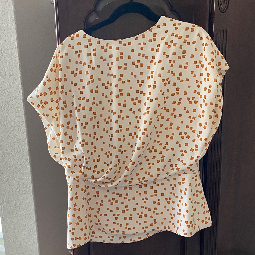 Mm Lafleur White And Orange Geometric Blouse